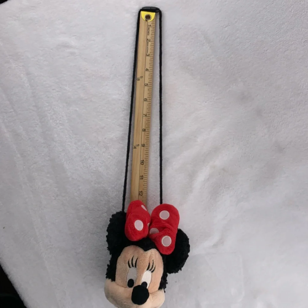 Kids Minnie‎ Mouse 6” Coin Purse Pouch Plush Face Crossbody Disney Parks